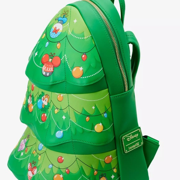 Loungefly Disney Chip 'N Dale Christmas Tree LED Lights Mini Backpack - Picture 6 of 7